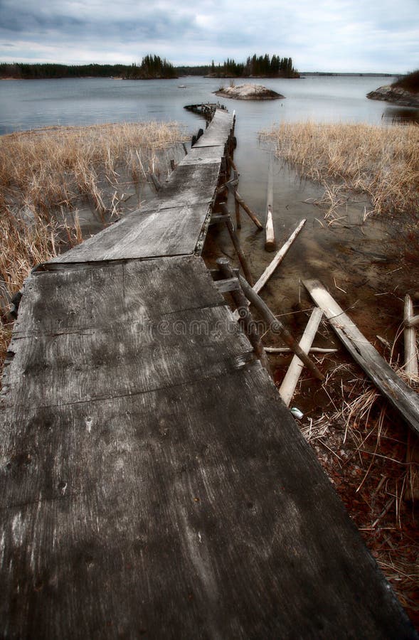 Dilapidated Dock on Reed Lake in Northern Manitoba Stock Image Image