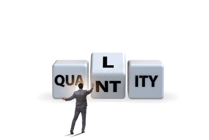 Dilemma Quantität versus Qualität lizenzfreie stockbilder