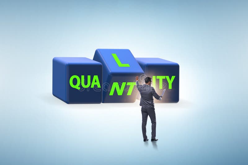 Dilemma Quantität versus Qualität lizenzfreies stockbild