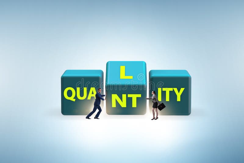 Dilemma Quantität versus Qualität lizenzfreie abbildung
