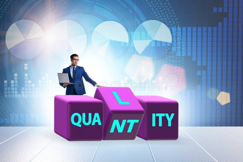 Dilemma Quantität versus Qualität stockbilder