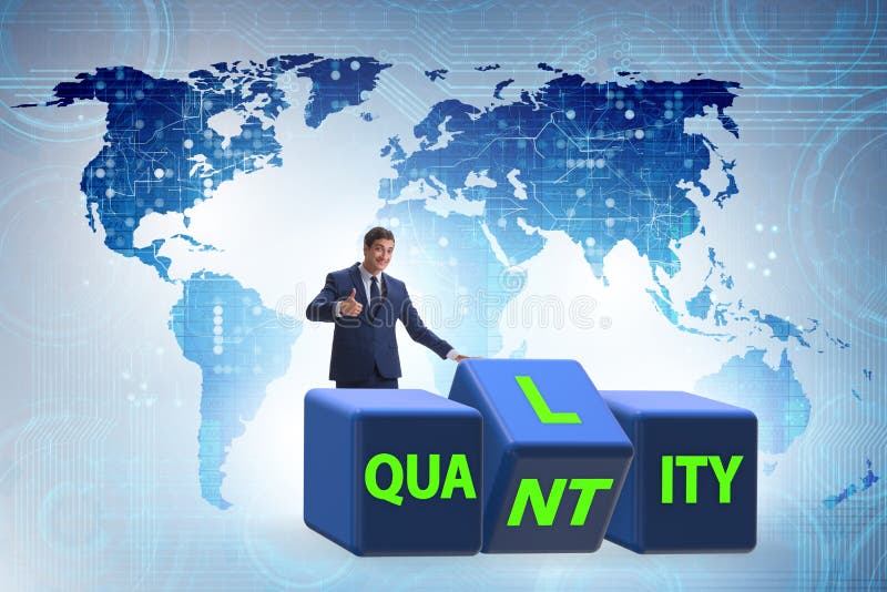 Dilemma Quantität versus Qualität stockbilder