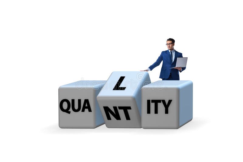 Dilemma Quantität versus Qualität lizenzfreie stockbilder