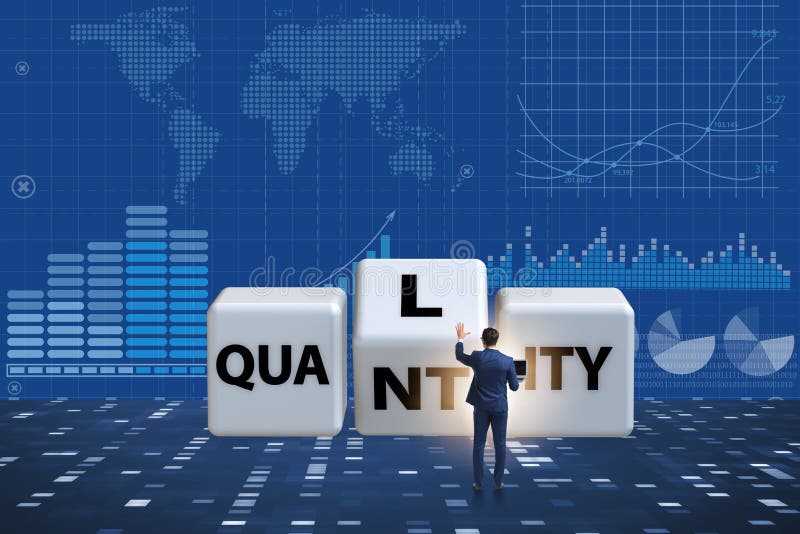 Dilemma Quantität versus Qualität lizenzfreie stockbilder