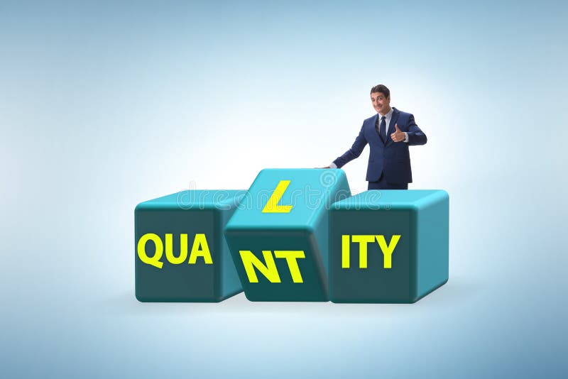 Dilemma Quantität versus Qualität lizenzfreies stockbild