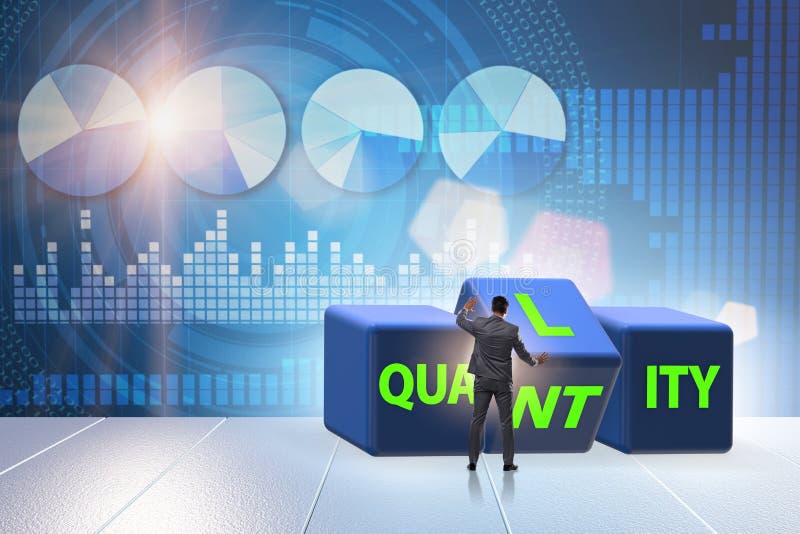 Dilemma Quantität versus Qualität lizenzfreie stockbilder