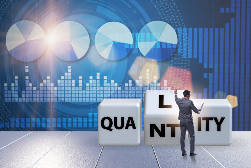 Dilemma Quantität versus Qualität stockfotos
