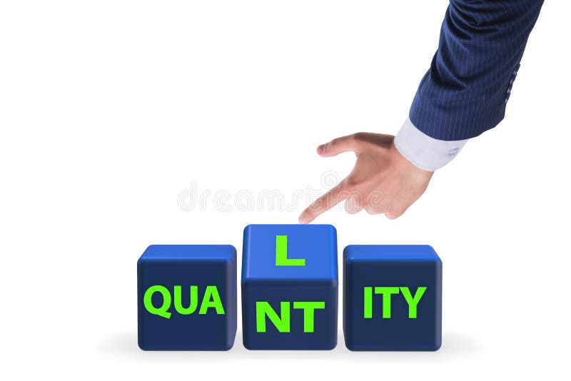 Dilemma Quantität versus Qualität stockbilder