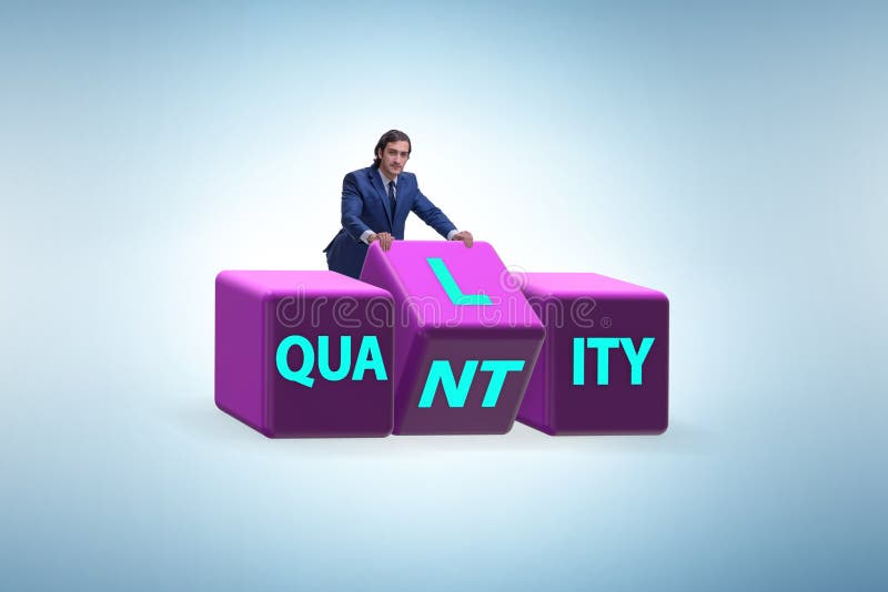 Dilemma Quantität versus Qualität stockfotografie