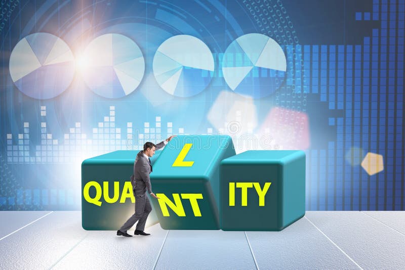 Dilemma Quantität versus Qualität lizenzfreie stockbilder