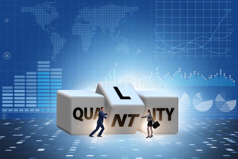 Dilemma Quantität versus Qualität stockfotos
