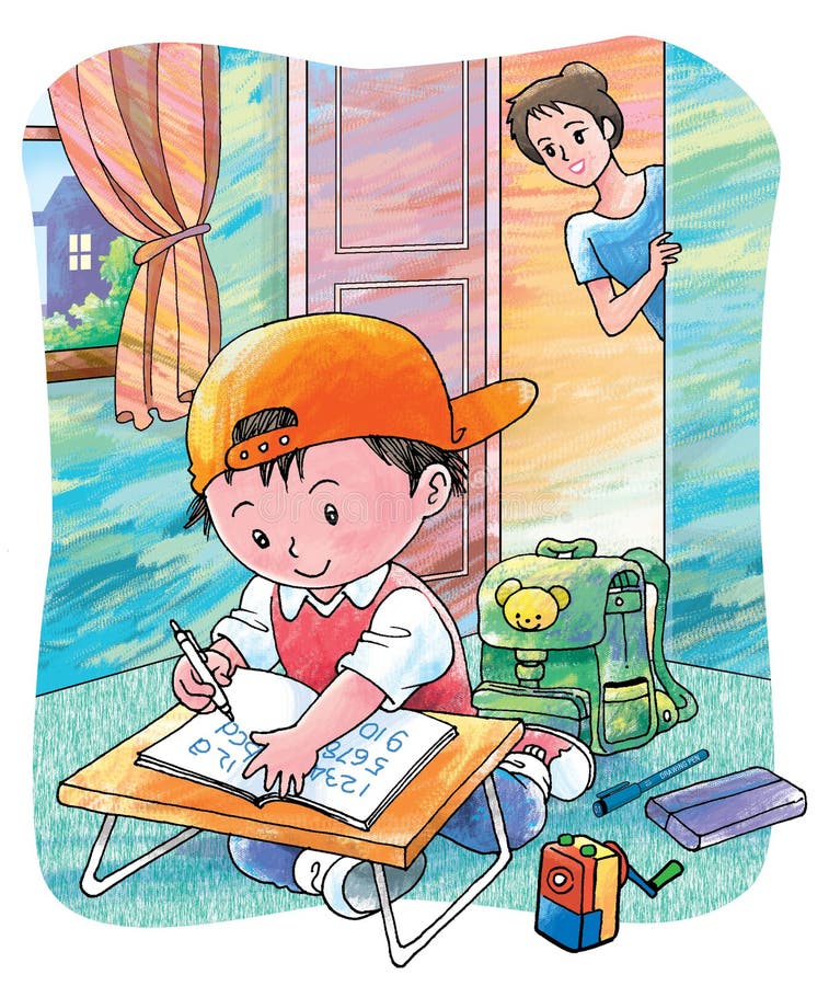 Diligent student stock illustration