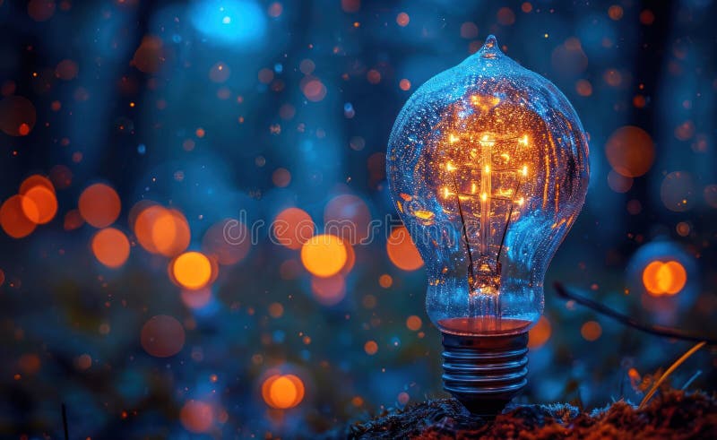 Dim Light Bulbs are Neatly Lined Up in Groups with an Elegant Blurred ...