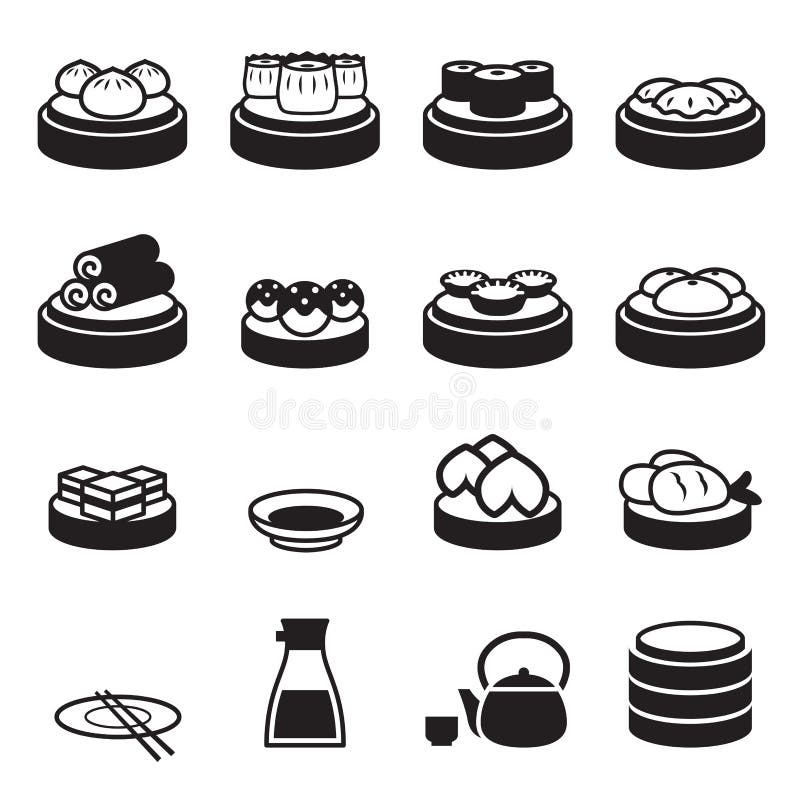 Dim sum & icone giapponesi dell'alimento illustrazione di stock