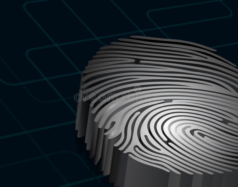Dimensional fingerprint, standing on dark blue background, 3d rendering vector illustration Dimensional fingerprint, standing on dark blue background, 3d rendering vector illustration
