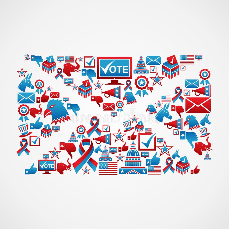 Dimensión de una variable del correo de los iconos de la elección de los E.E.U.U. stock de ilustración Dimensión de una variable del correo de los iconos de la elección de los E.E.U.U. stock de ilustración