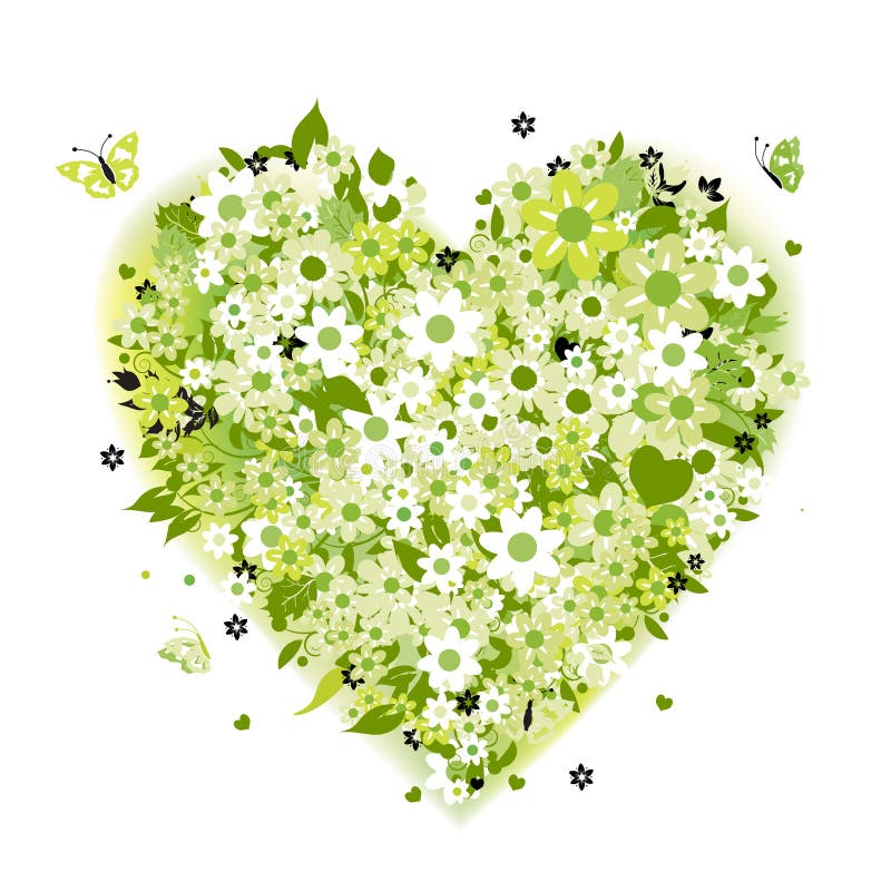 Dimensión de una variable floral del corazón, verde del verano libre illustration Dimensión de una variable floral del corazón, verde del verano libre illustration
