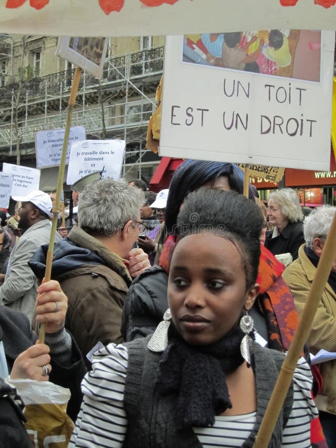 Paris, France, Demonstration Protesting Against Forced Housing Expulsions. Paris, France, Demonstration Protesting Against Forced Housing Expulsions