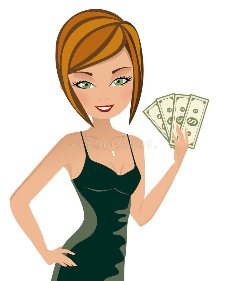 Dinero elegante de la explotación agrícola de la mujer stock de ilustración