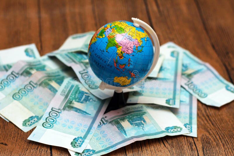 Dinero ruso y el globo imagen de archivo libre de regalías Dinero ruso y el globo imagen de archivo libre de regalías