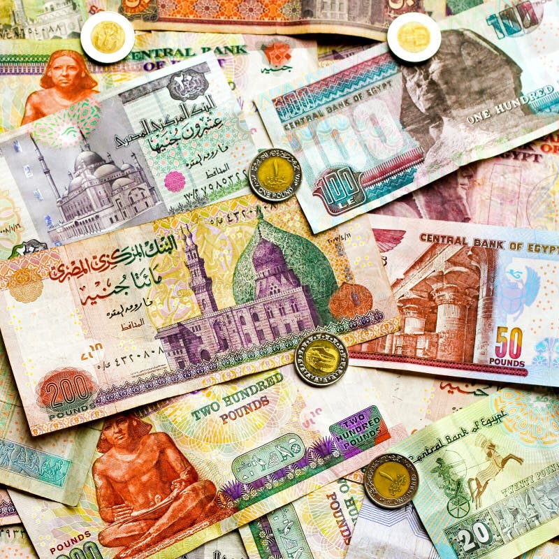 Big pile of colorful Egyptian pounds banknote. Big pile of colorful Egyptian pounds banknote