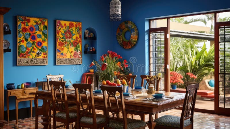 Dining interior spaces stock illustration. Illustration of natural
