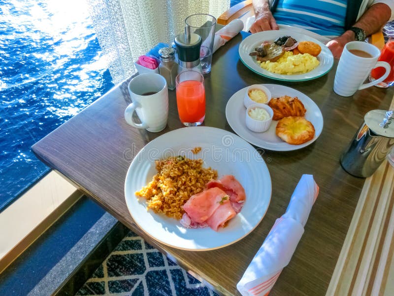 Dining Room Buffet Aboard the Luxury Abstract Cruise Ship Stock Photo