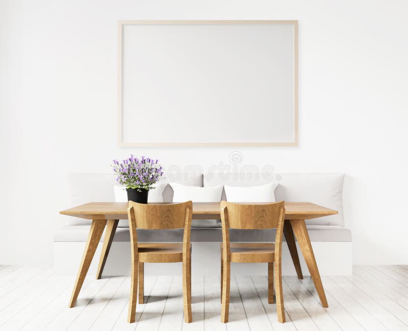 Dining Room or Living Room Copy Space and Mock Up on White Background Stock  Photo - Image of contemporary, nordic: 177503566