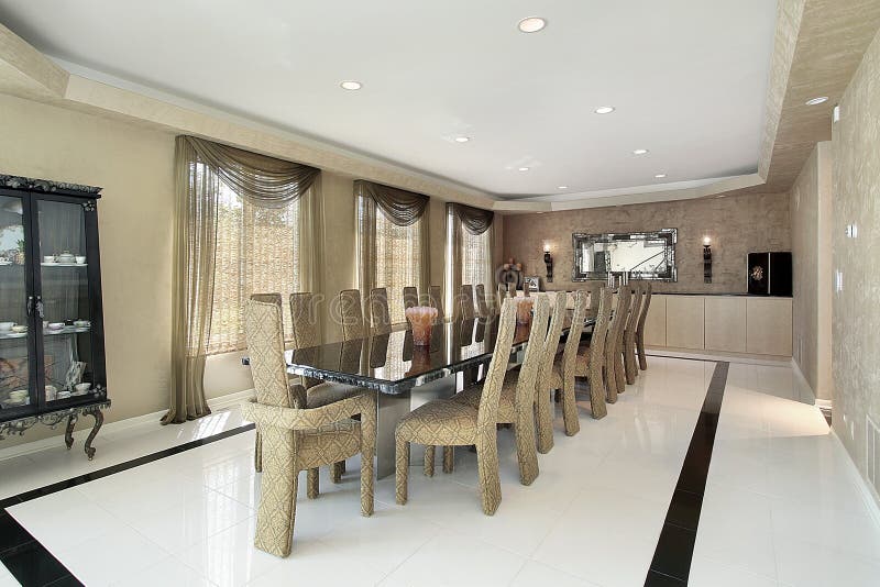 Dining room with marble table