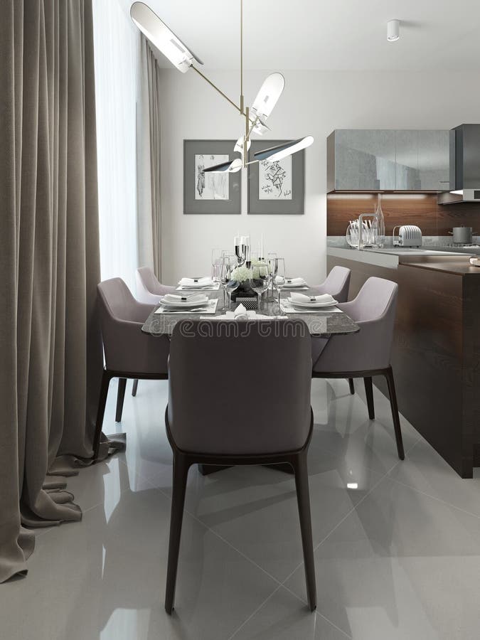 Dining room modern style stock image. Image of brown 48274113