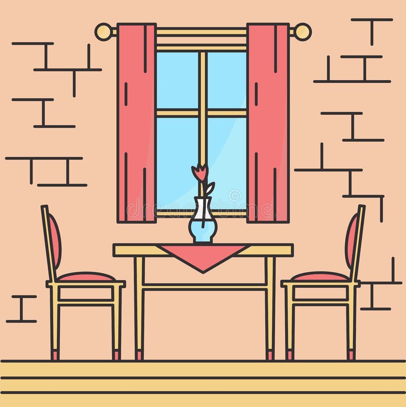 Dining Room Vector Illustration Stock Vector Illustration of card