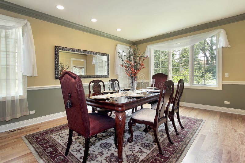 green and yellow dining room