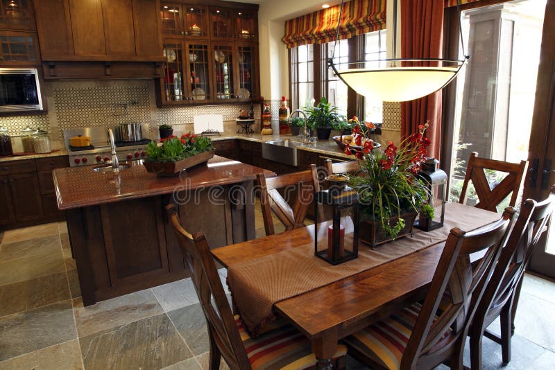 Dining table and kitchen