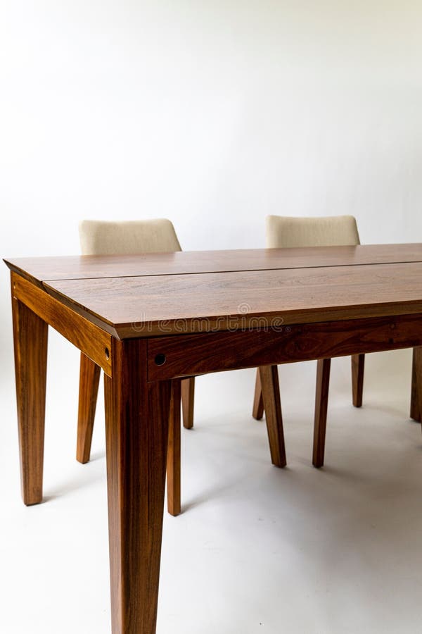 Dining Table Ready for Dinner, on White Background Design Furniture