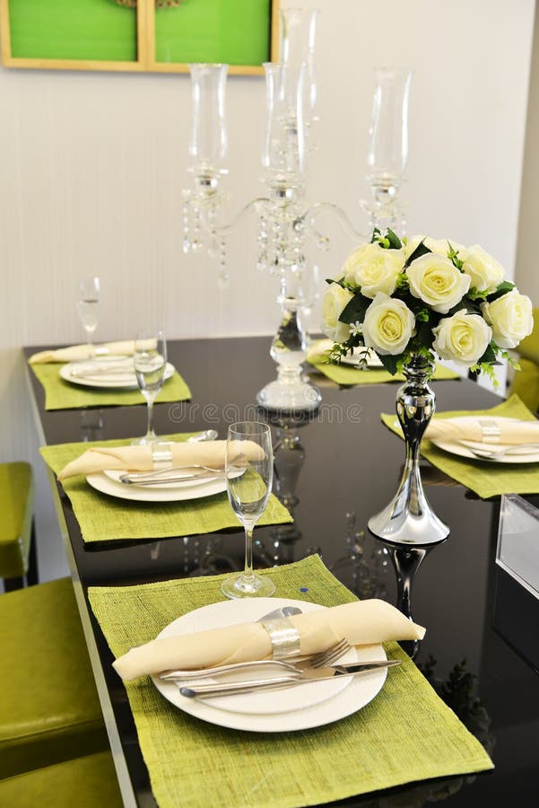 Dining table stock photo. Image of black, inside, elegant 56784216
