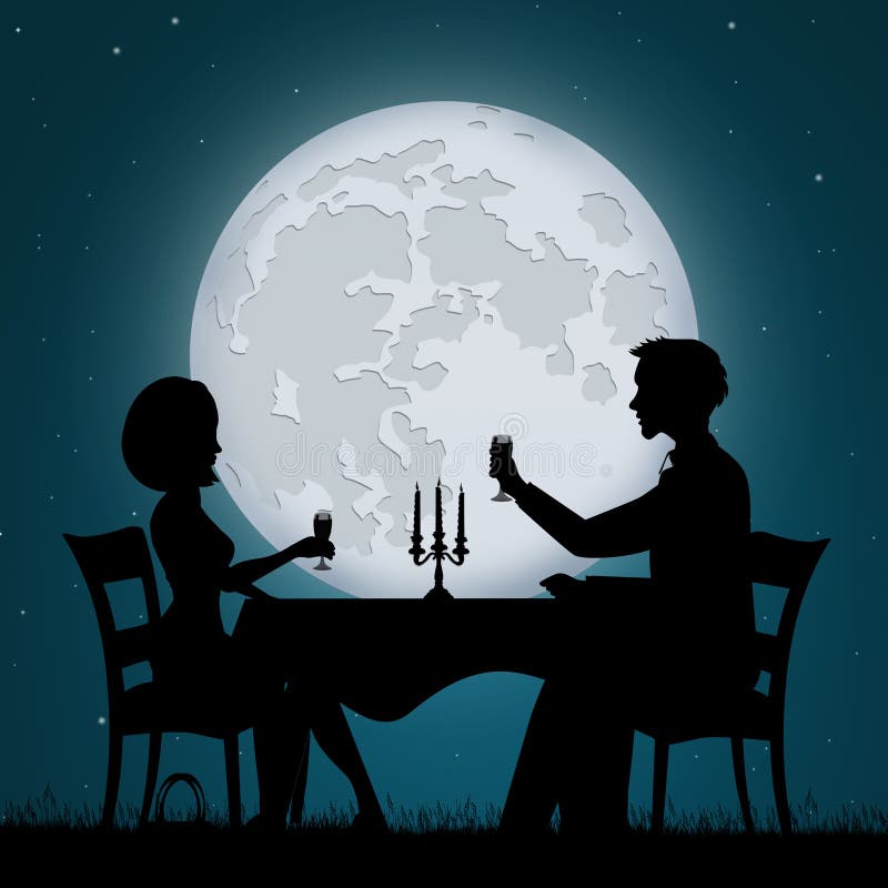 Dinner candlelight for two stock illustration