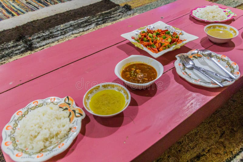 Dinner in Egypt Rice, Salad and Ste Stock Image Image of arabic