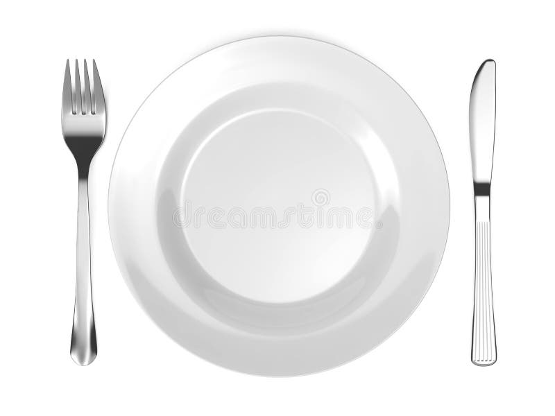 Dinner Place Setting. Plate With Fork And Knife. Stock Photo Image