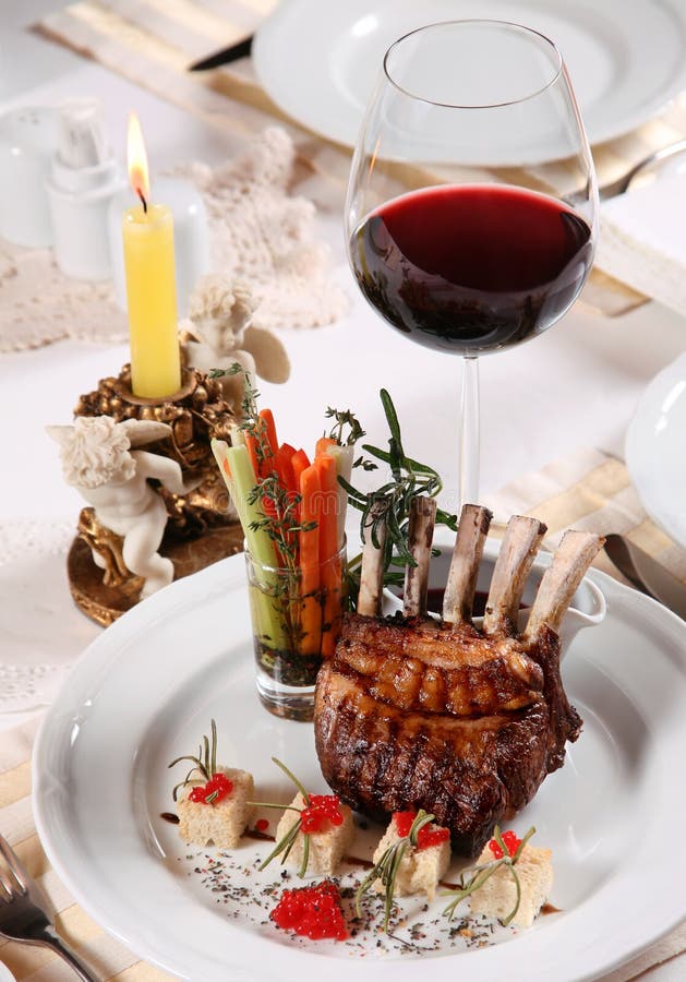 Dinner in restaurant stock photo. Image of meat, beef 7008606