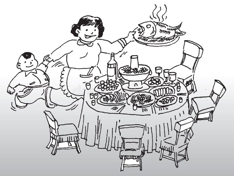 Dinner table vector illustration