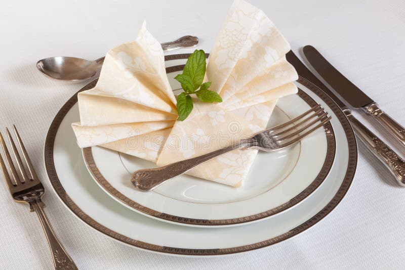 Vintage Cutlery and Fancy Napkins Stock Photo Image of napkins, lunch 32380046