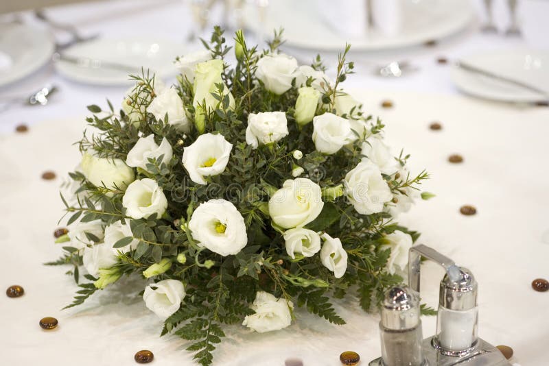 Dinner table with flowers