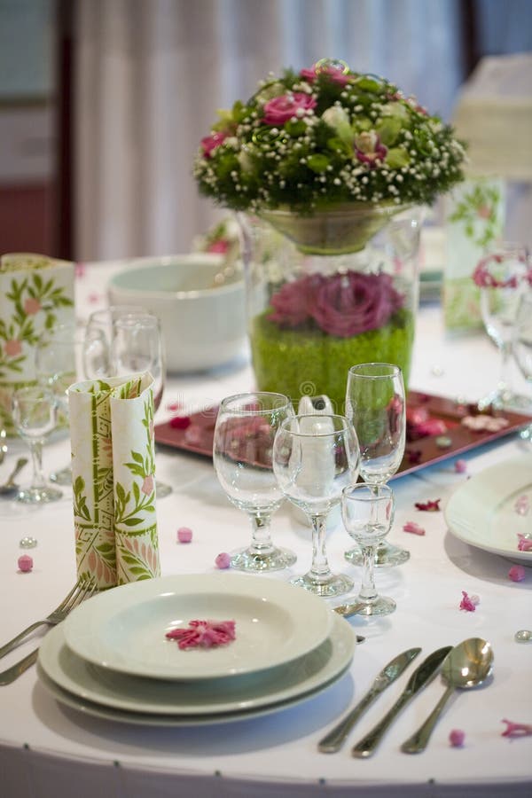 Dinner table with flowers