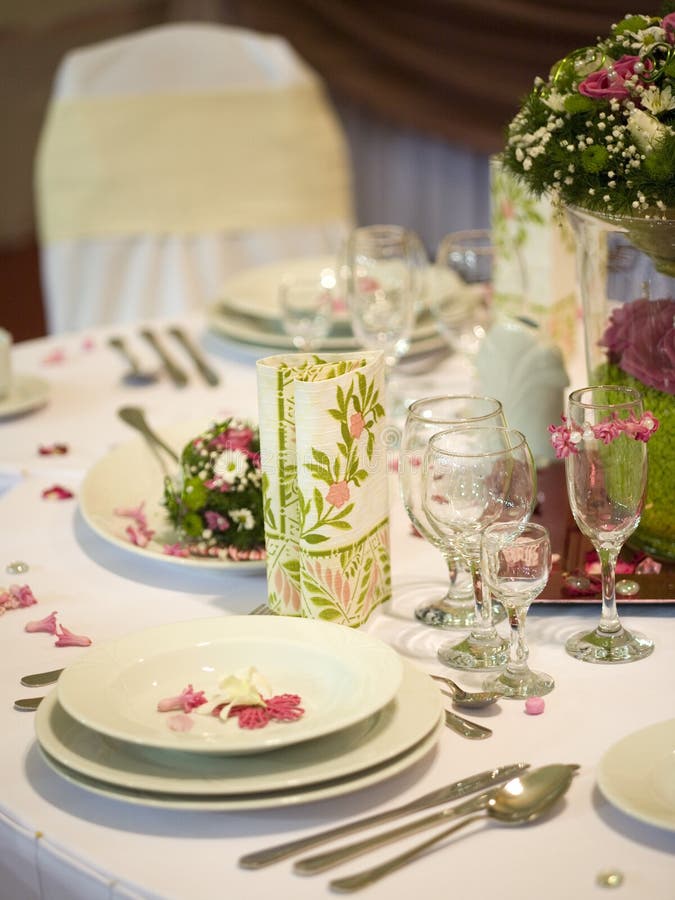 Dinner table with flowers