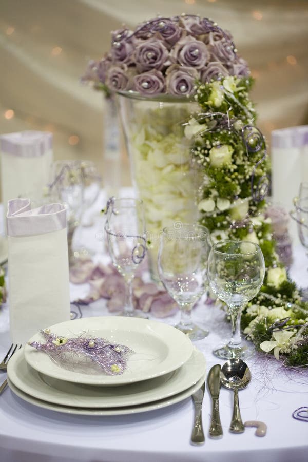 Dinner table with flowers