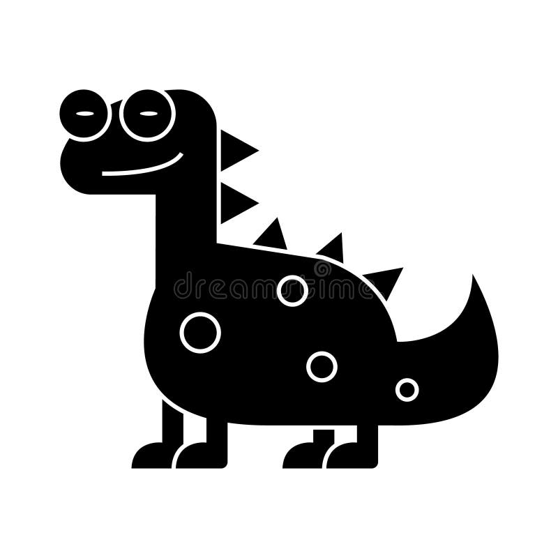 Dino - l'icône mignonne de dinosaure, illustration de vecteur, noir se connectent le fond d'isolement illustration de vecteur Dino - l'icône mignonne de dinosaure, illustration de vecteur, noir se connectent le fond d'isolement illustration de vecteur