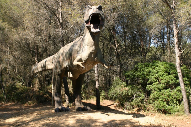 Replica of a dinosaur in the museum parc in MÃ¨ze, Languedoc Roussillon, France