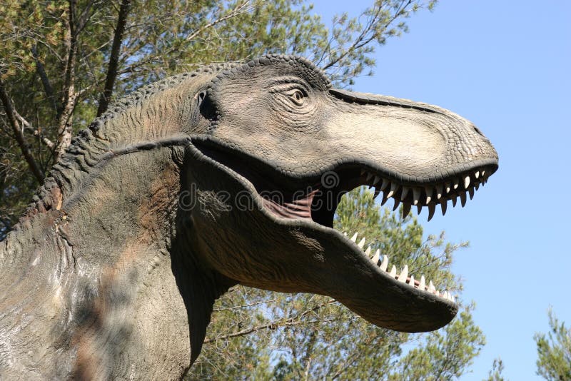 Replica of a dinosaur in the museum parc in MÃ¨ze, Languedoc Roussillon, France