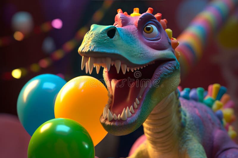 Dinosaur at the children party generative ai vector illustration