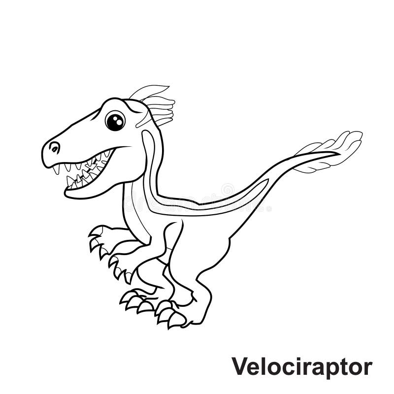 Dinosaur Coloring Page. Cute Dinosaur Coloring Page Stock Vector